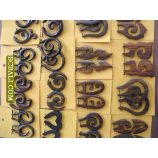 black wooden pierced earrings tribal wholesale